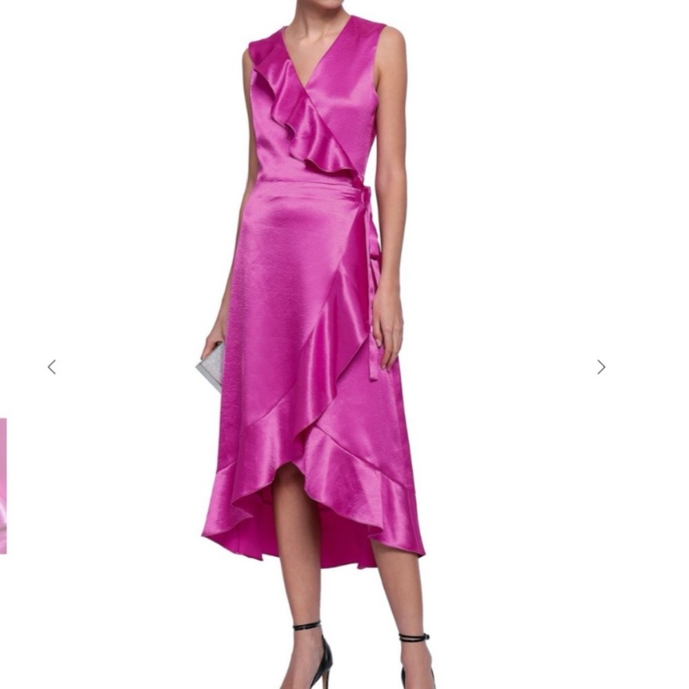 Maje Ripple Fuchsia wrap dress